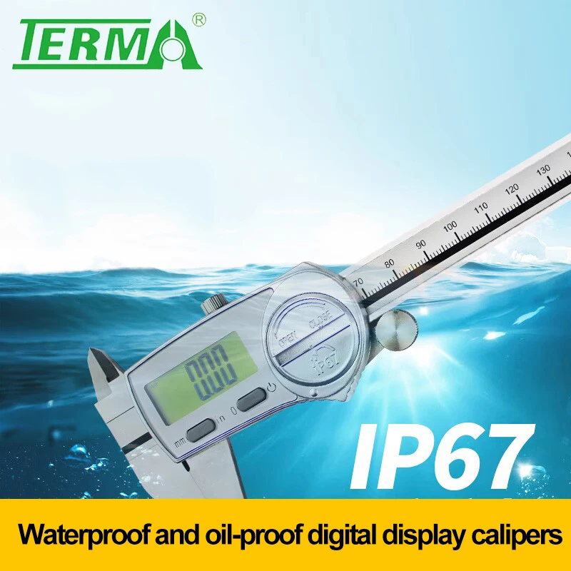 TERMA IP67 مقاوم للماء الفرجار الرقمي 0-150/200/300 الصلب الفرجار الرقمي الورنية الفرجار مقياس الميكرومتر الفرجار الإلكترونية