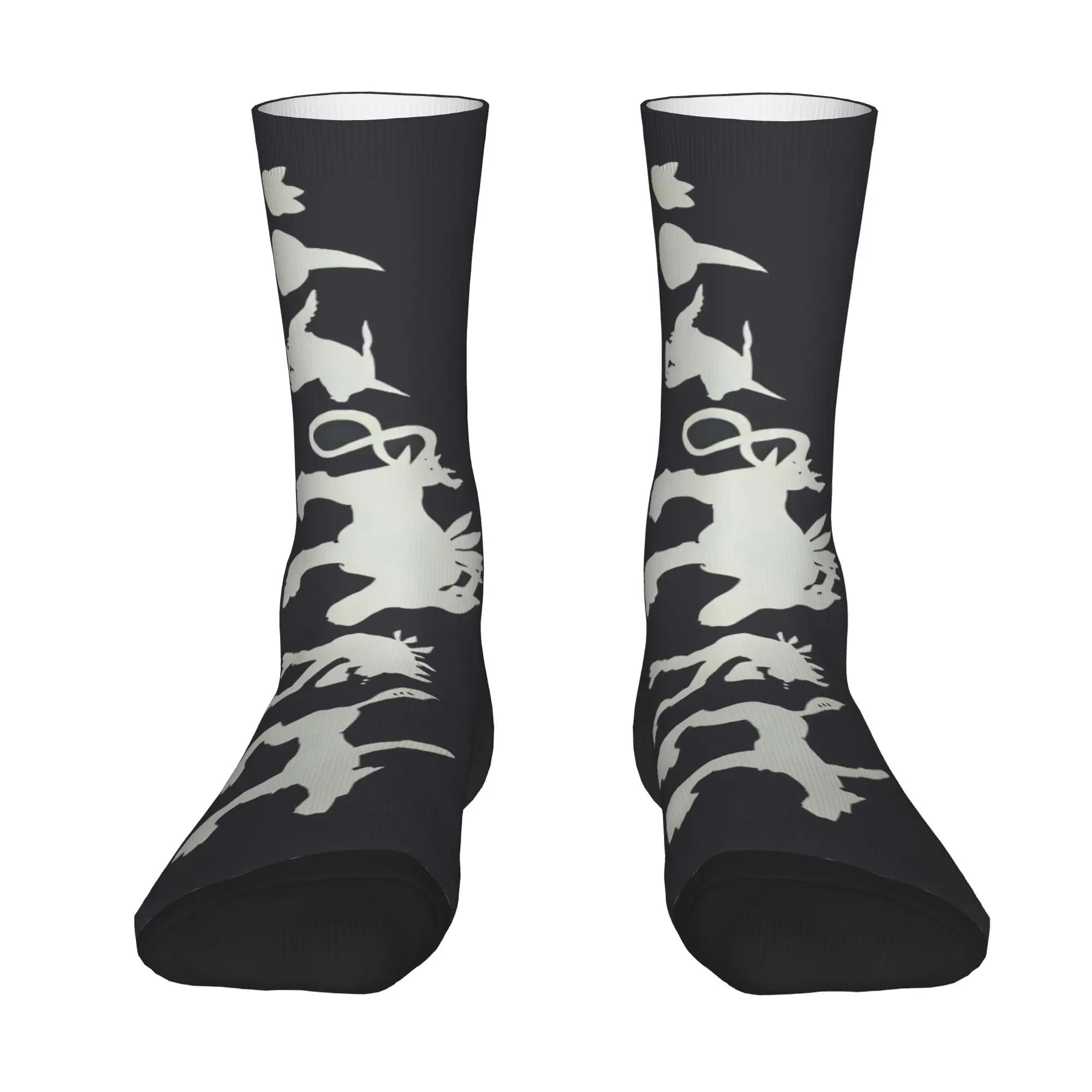 Funny Sock BANDAI Digimon Gabumon Evolution shadow Vintage Quality Pattern Printed Men Socks Casual Men's Socks