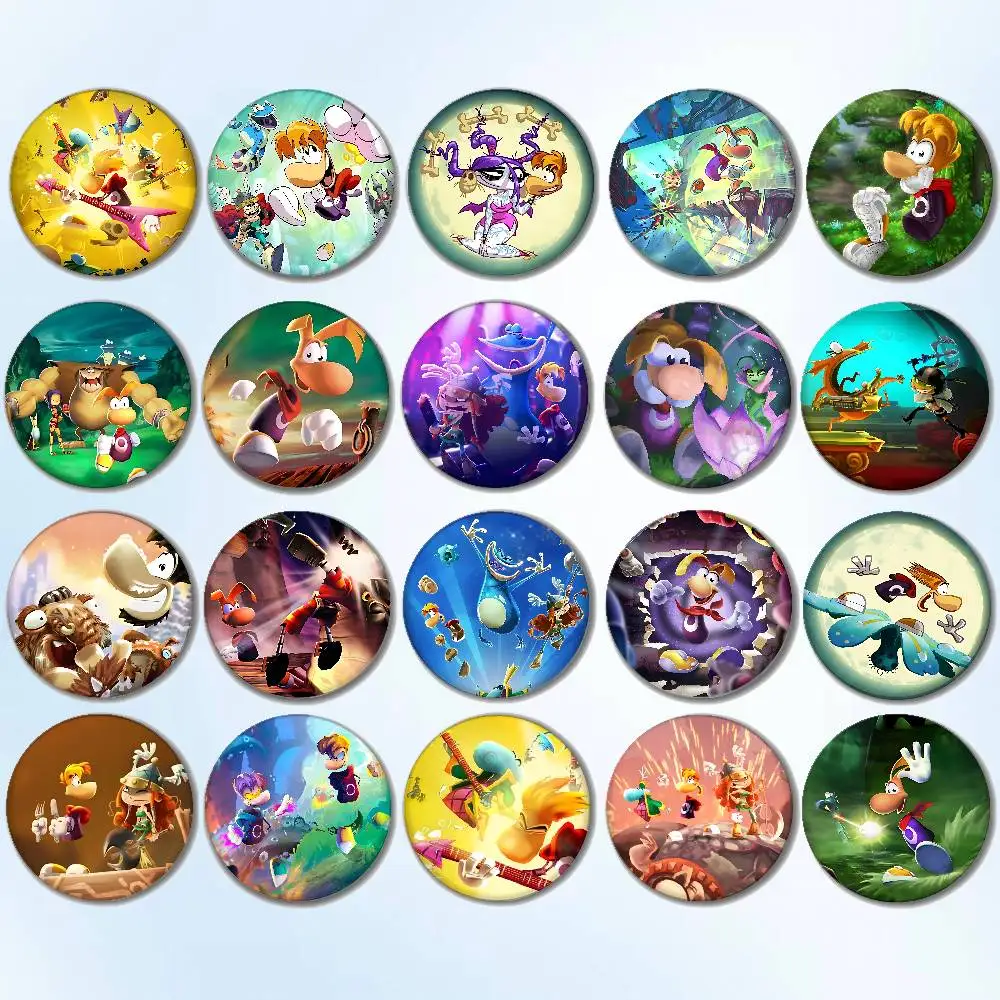 Insignias de dibujos animados de R-Rayman, broche redondo, insignias de Cosplay de ídolo de dibujos animados, mochila DIY, alfileres de joyería para ropa