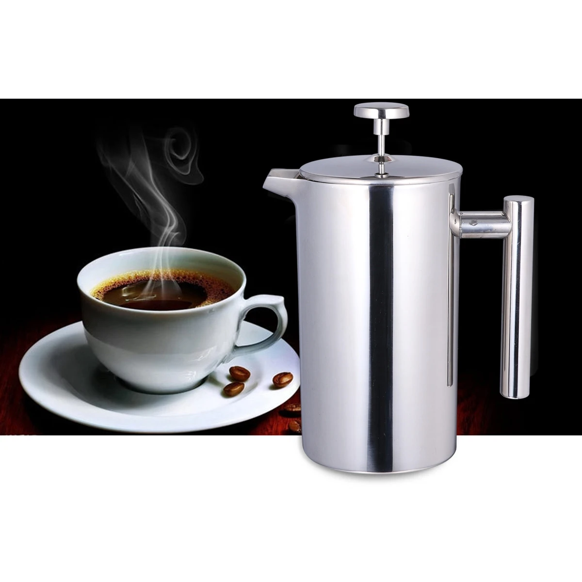 

800 Ml Double Wall Coffee Maker Stainless Steel Travel Mug Tea Can Thermal Insulation Portable Heat Resistant Large Capacity