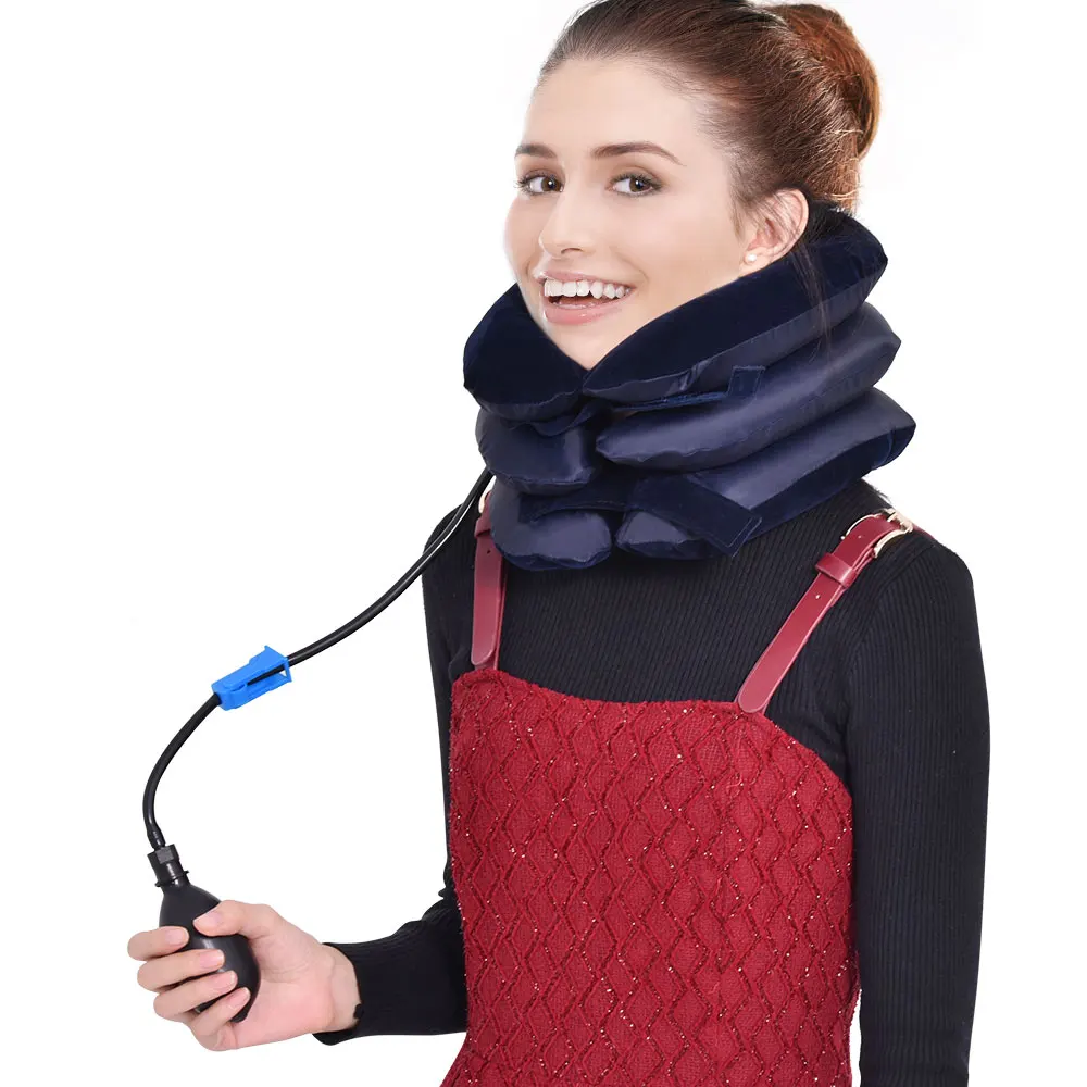 3 Layers Neck Stretcher Inflatable Air Neck Traction Apparatus Device Soft Neck Cervical Collar Pillow Health Care