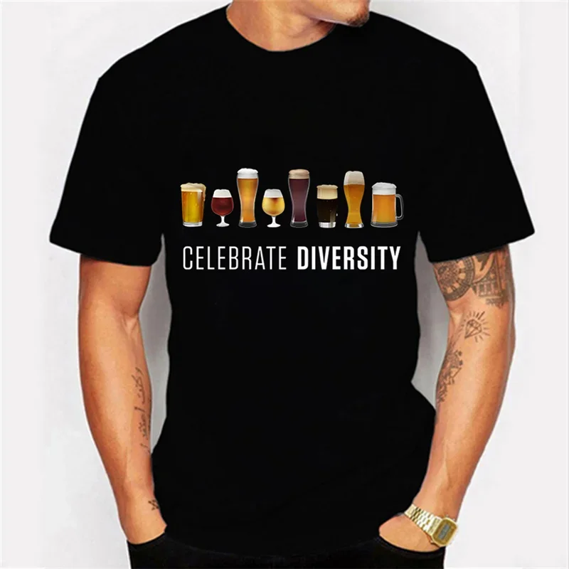 CELEBRATE DIVERSITY Beer Man Shirt Funny Brother Summer Men\'s T-shirts Beer Lover Unisex Tshirts Oversized Tee Shirt Camiseta