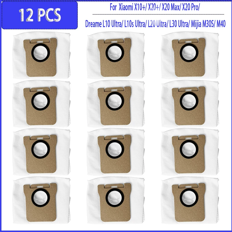 وسادات ممسحة كيس الغبار متوافقة مع Xiaomi X20 Plus / X20 Max / X10+، Dreame L10 Ultra / L20 Ultra / L30 Ultra، Mijia M30S / M40