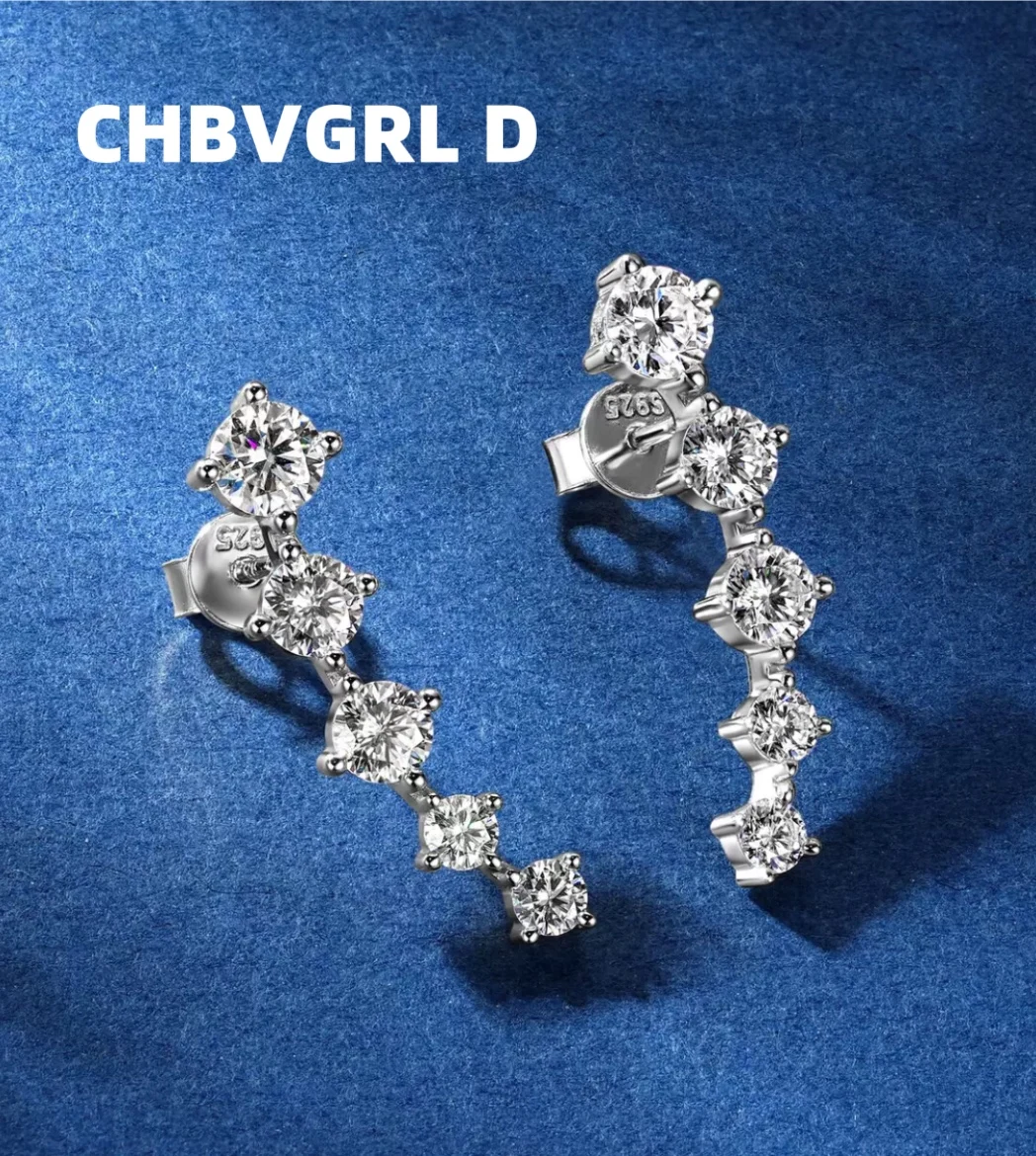 

[Smiling] S925 sterling Silver Moissanite Fashion Personality Earrings Small Niche Design Luxury Earrings Wholesale Direct Sale