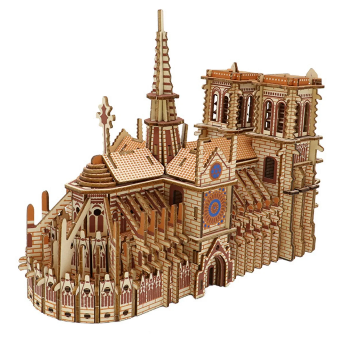 Wooden 3D three-dimensional puzzle children's puzzle assembly puzzle Children Girls Toys Home Decoration [Notre Dame de Paris]