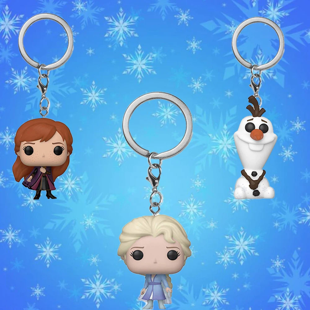 Movie Frozen Elsa Anna Olaf Pocket Keychain Funkostyle Vinyl Action Figure Collection Model Toys Birthday Children Gift