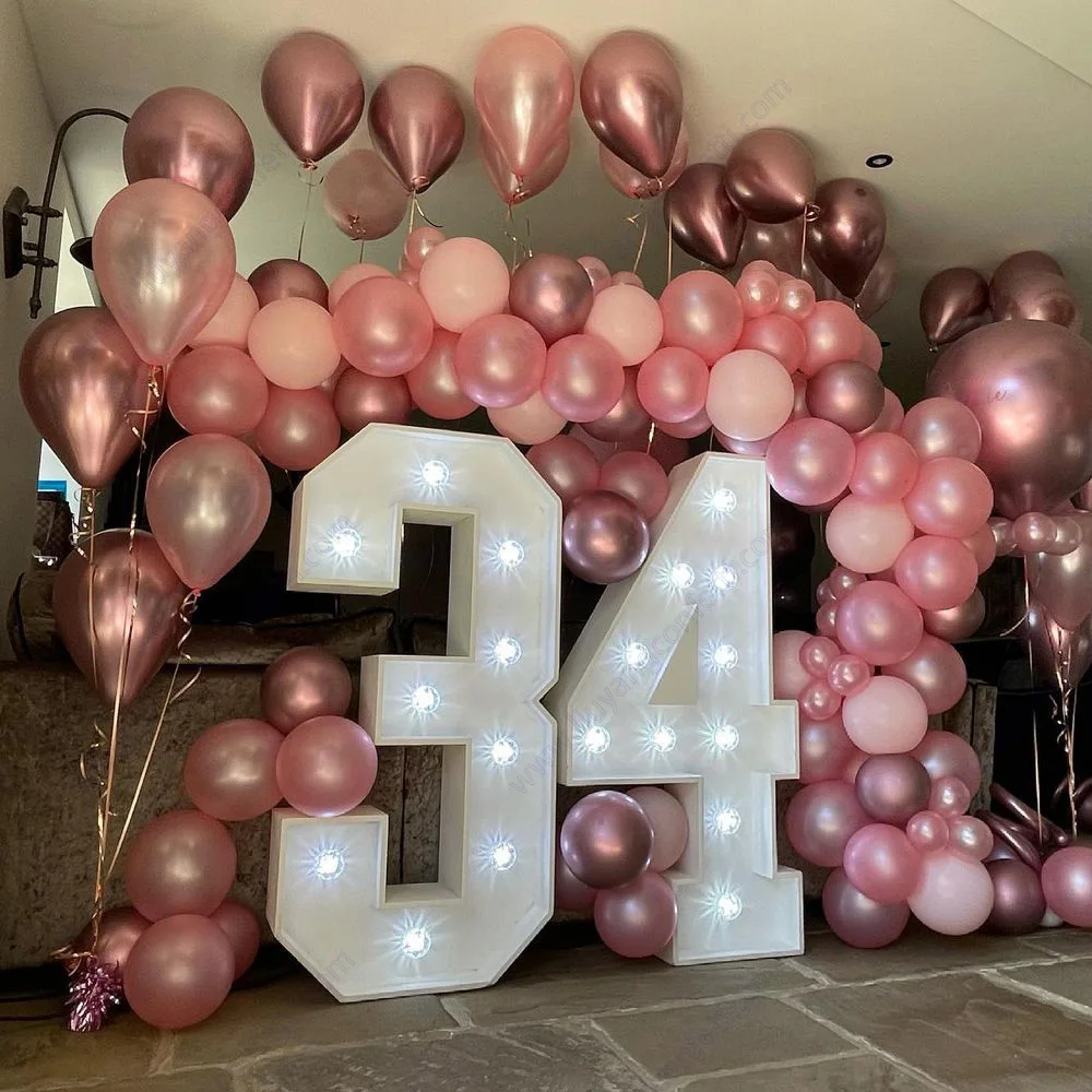 91.5cm Warm Light Up Giant Figure Balloon Filling Box with 10 Lights 1st Birthday Number 0-9 Frame Wedding Decor Baby Shower Led