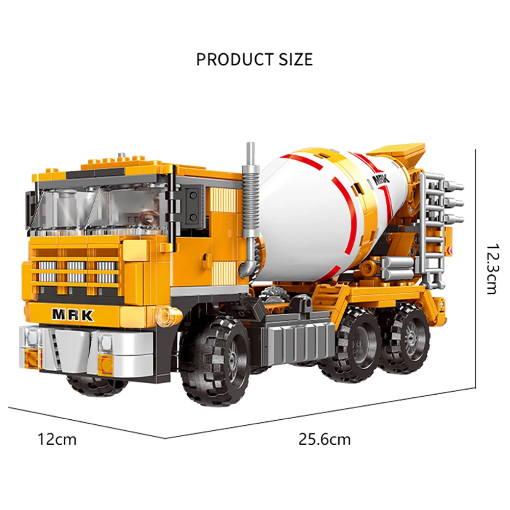 New 654 PCS Off Road High-tech Cement Mixer Truck Set Building Blocks Bricks MOC Toys Boys Christmas Gifts