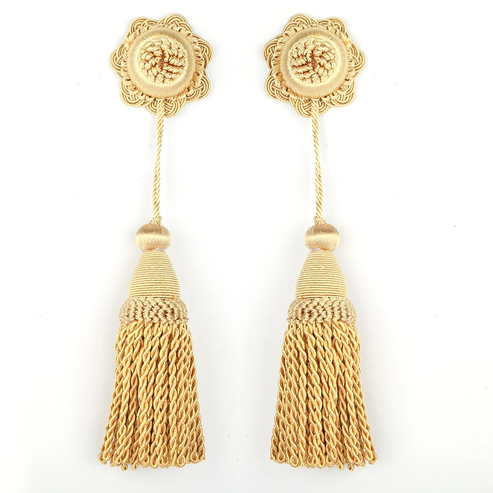 2Pieces Tassels Hanging Rope Curtain Accessories DIY Sewing Craft Fringe Trim Key Tassel for Bag Home Decor Fringed Gift