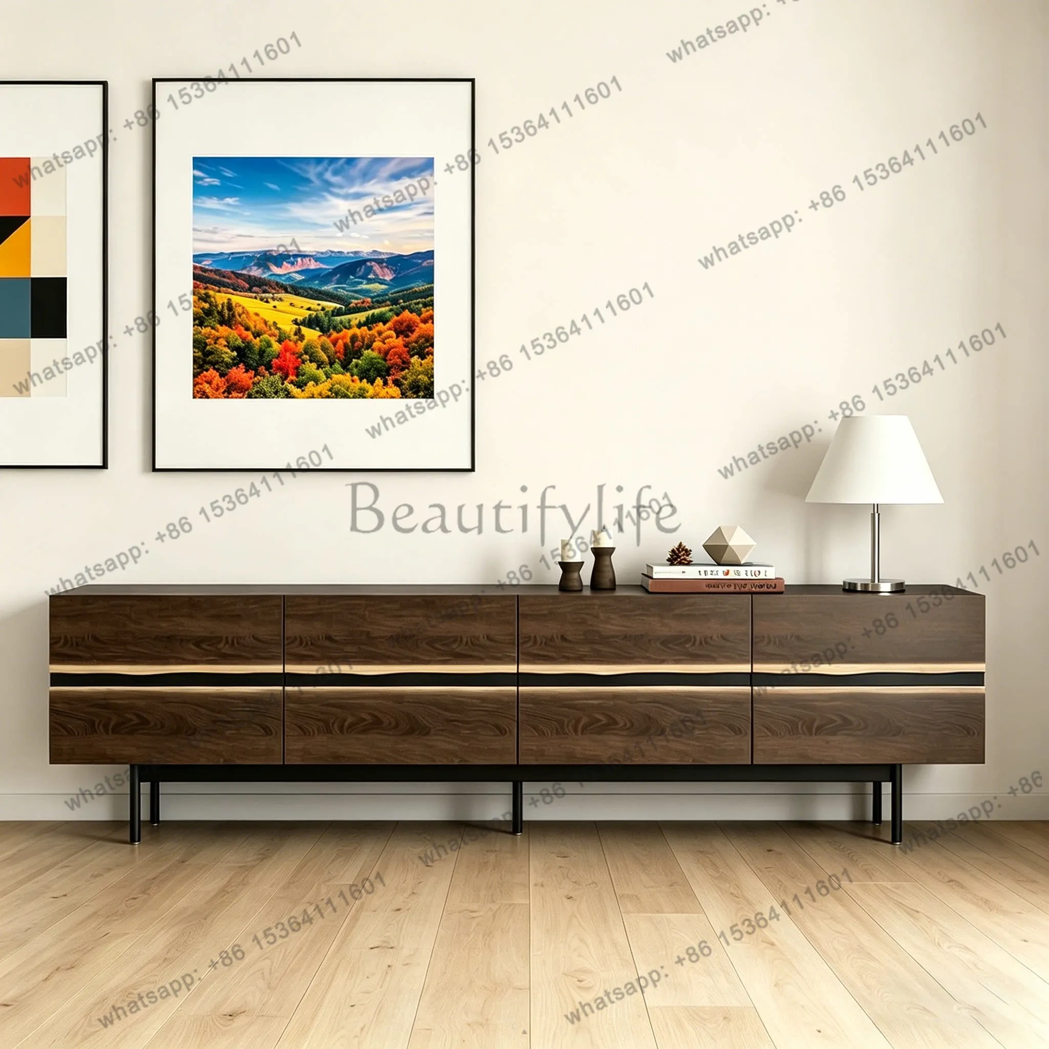 

Oak TV cabinet living room home locker integrated retro style high sense