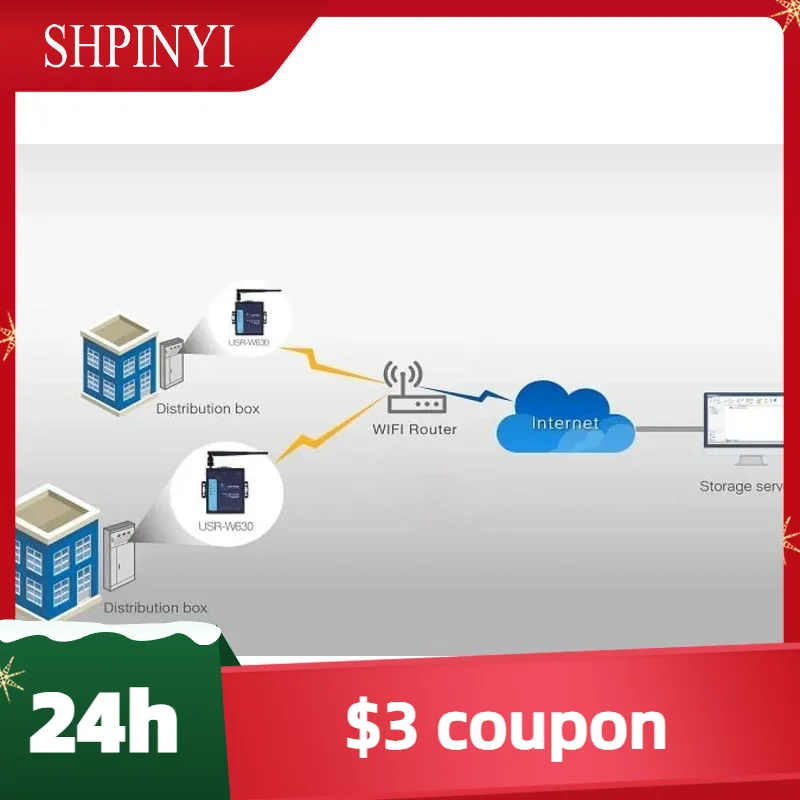 

Usr-w630 Последовательный преобразователь Ethernet Rs232/ Rs485 в Wi-Fi Сервер Rtu в Tcp Поддержка 2 порта Ethernet, Modbus Rtu