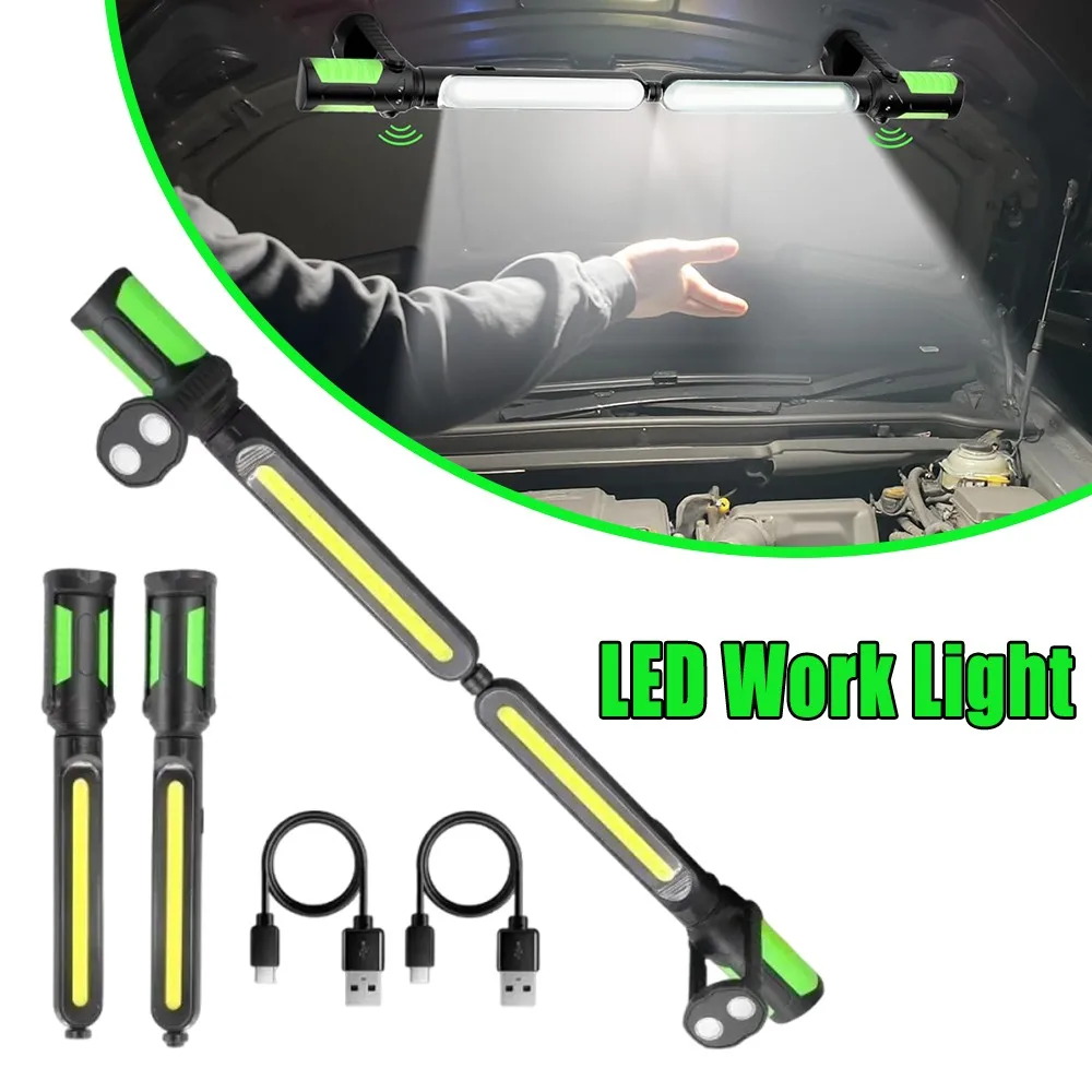 

Strong Magnet Hook LED Work Light Super Bright Handheld Flashlight Type C Rechargeable for Car Repair Home Use Emergency Lamp