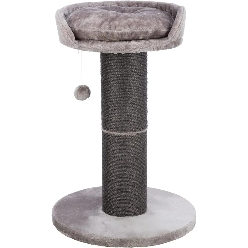 Pepino Scratching Post – Toy - Cozy Bed Indoor Cat Playground Sisal Tower 35” Tall, Pepino, Gray, 22.75 x 22.75 x 35 in.