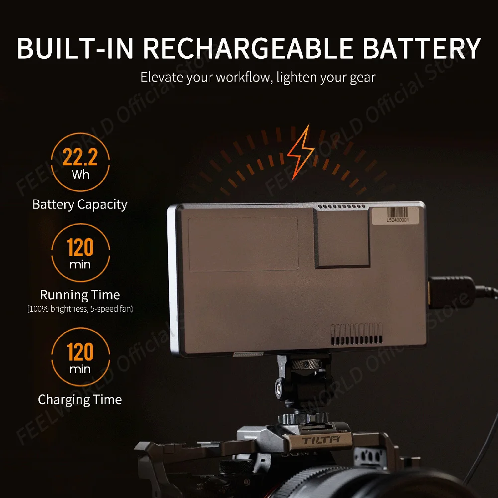 FEELWORLD P6XL 6 Inch 1200nit Aluminium Built-in Battery DSLR Camera Field Monitor Touch Screen 4K HDMI High Brightness