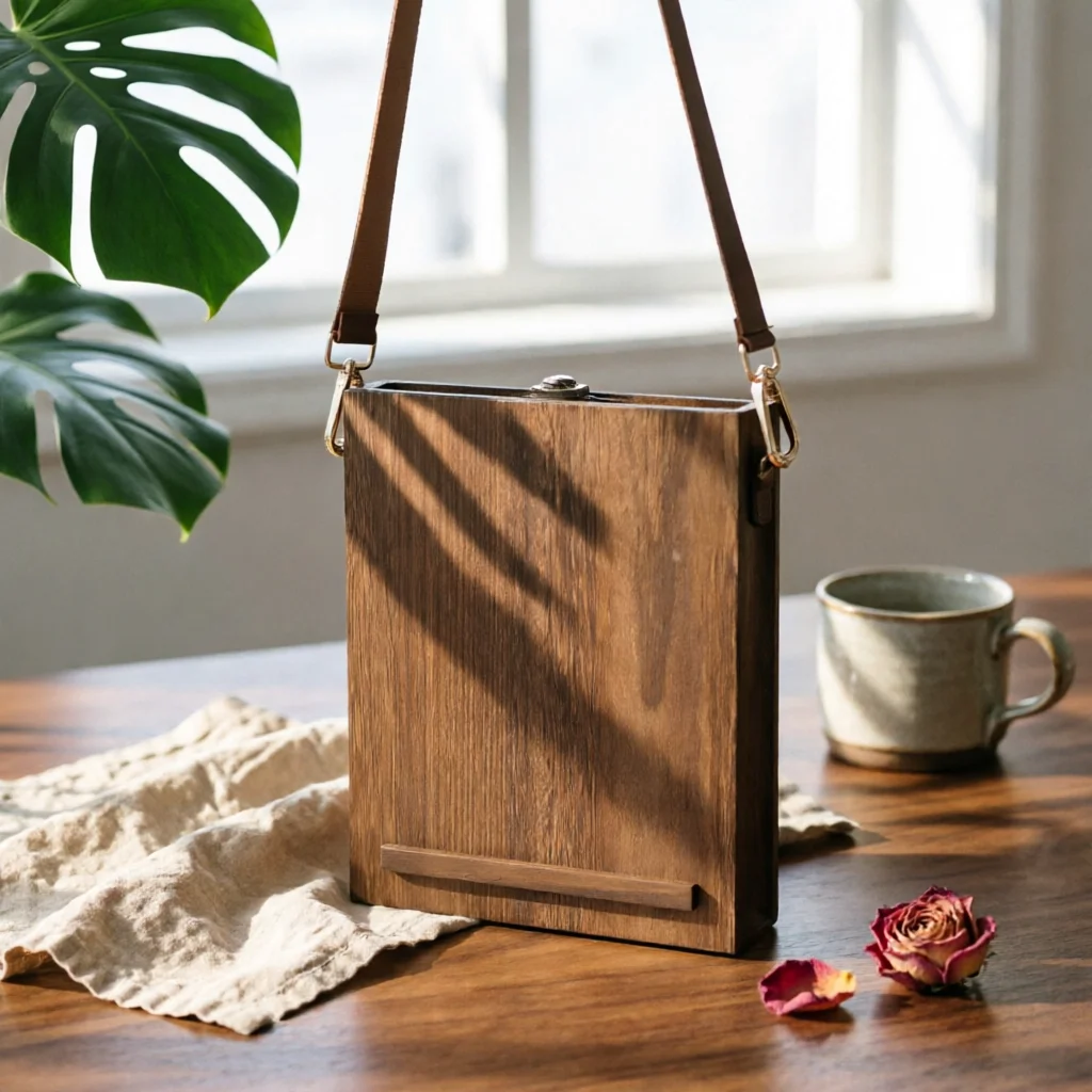 

Wooden Messenger Box Sturdy Wood Crossbody Sketch Box Briefcase Handmade Stationery Storage Vintage Design for Outdoor