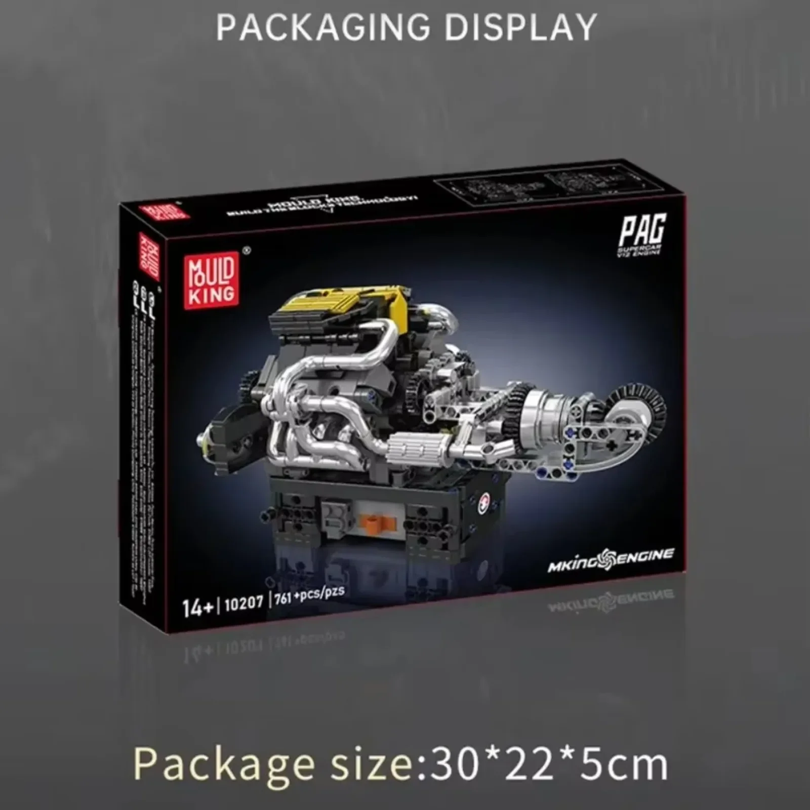 Molde rei 761 pçs 10207 pag supercar v12 blocos de construção do motor moc carro modelo tijolo quebra-cabeça brinquedos técnicos presente criativo