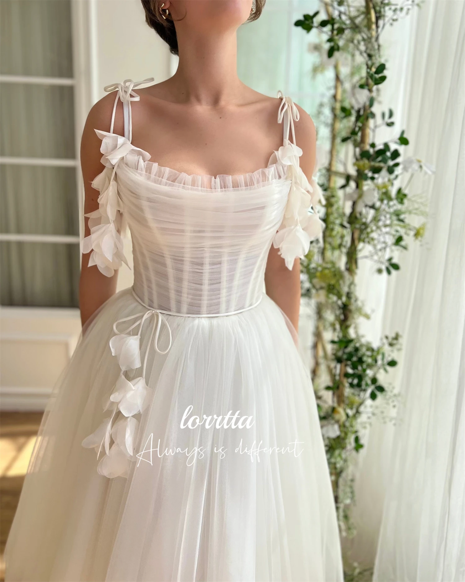 Lorrtta Wedding Party Dress Medium Length White Mesh Line A Elegant Short Dresses for Formal Occasions Luxury Evening Woman Prom