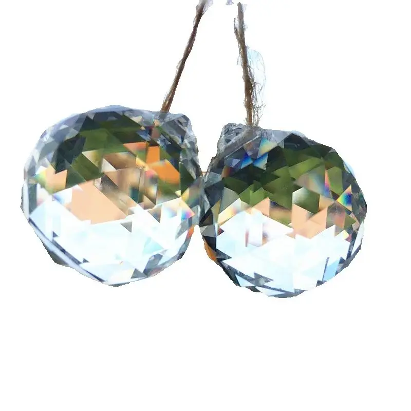 Top Quality 94Pcs/lot 30mm Crystal Faceted Suncatcher Glass Balls Feng Shui Spheres Rainbow Collectors Wedding Party Decoration
