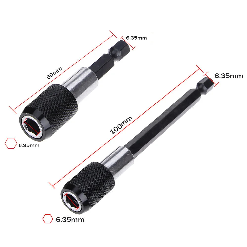 60mm 100mm 150mm Electric Screwdriver Drill Bit Extension Rod Quick Change Adaptor Sleeve Automatic Lock 1/4 Inch Hex Shank