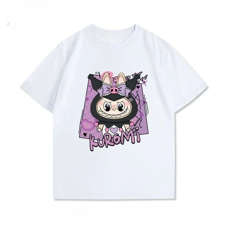 

La X Kur Collaboration Cartoon Summer Pure Cotton Short Sleeved T-shirt Women's Plus Size Printed Loose Casual Wear Trendy Brand