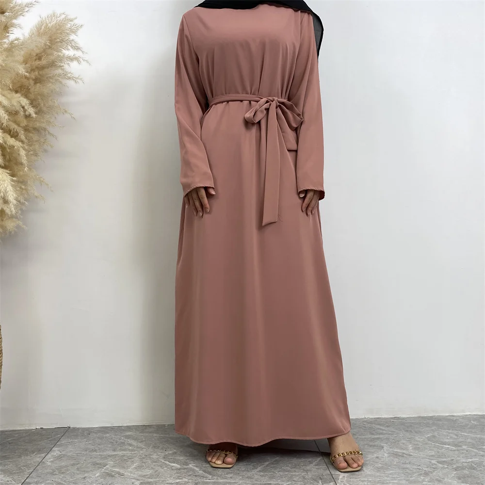 عباية إسلامية موضة جديدة فستان ساخن تركيا العربية دبي رداء بلون سادة مع جيوب فستان نسائي طويل 37