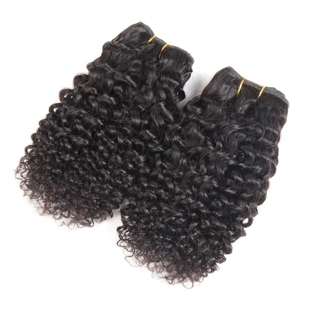 Wholesale Short Kinky Curly Human Hair Bundles Brazilian Virgin Human Hair Weave Extensions 100g/PC Natural Color Hair On Sale