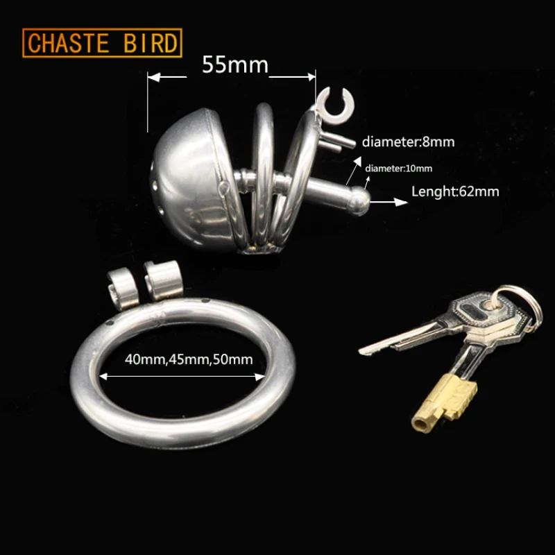 Chaste Bird Stainless Steel Male Chastity Device with Catheter,Cock Cage,Virginity Lock,Penis Ring,Penis Lock,Adult GameA219