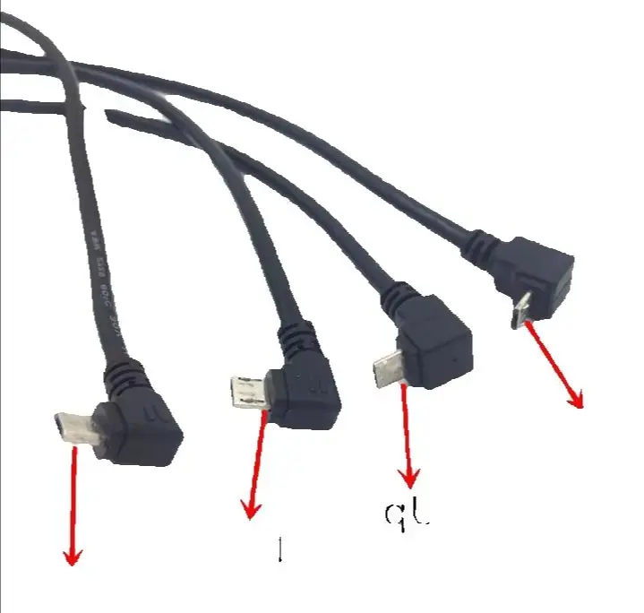 USB 2.0 Micro-USB 5pin Angled Male to Female Extension Cable 30cm/50cm with Screws Panel Mount Hole - up down Left Right Options