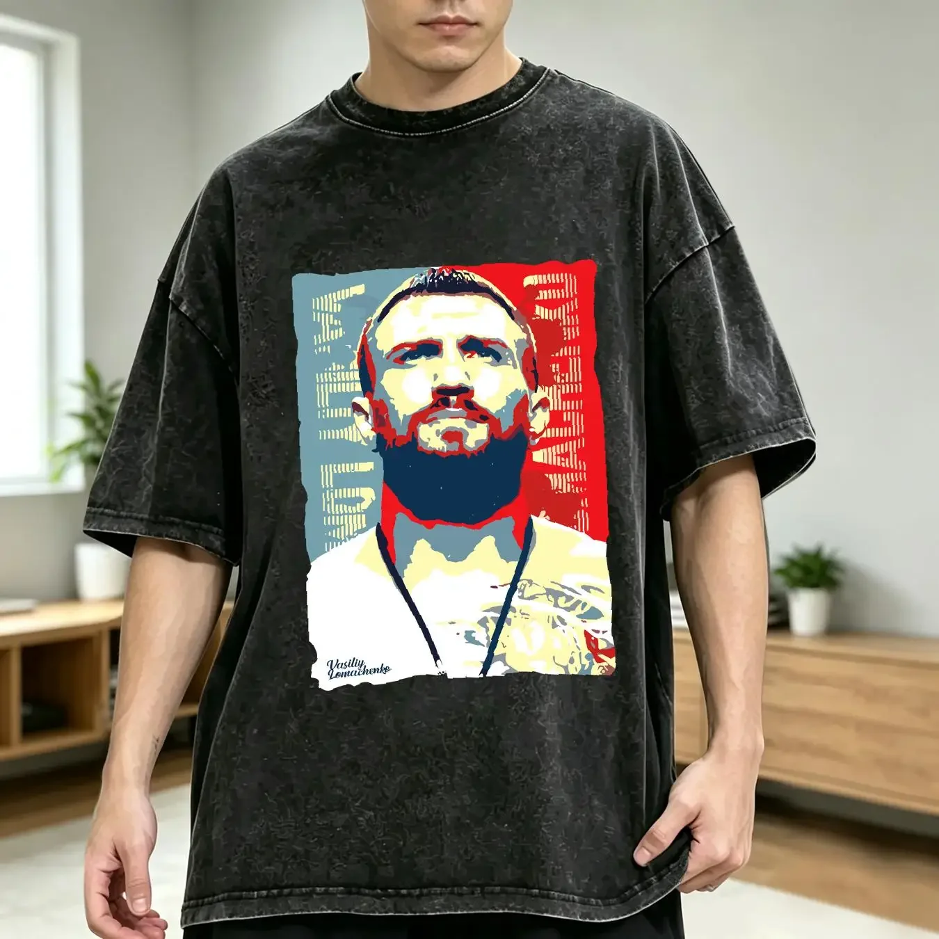 washed T Shirt Vasiliy Vasyl Lomachenko Boxer Boxing Champ Hi Tech Loma Funny  vintage Washed Top For Everyday Wear homme