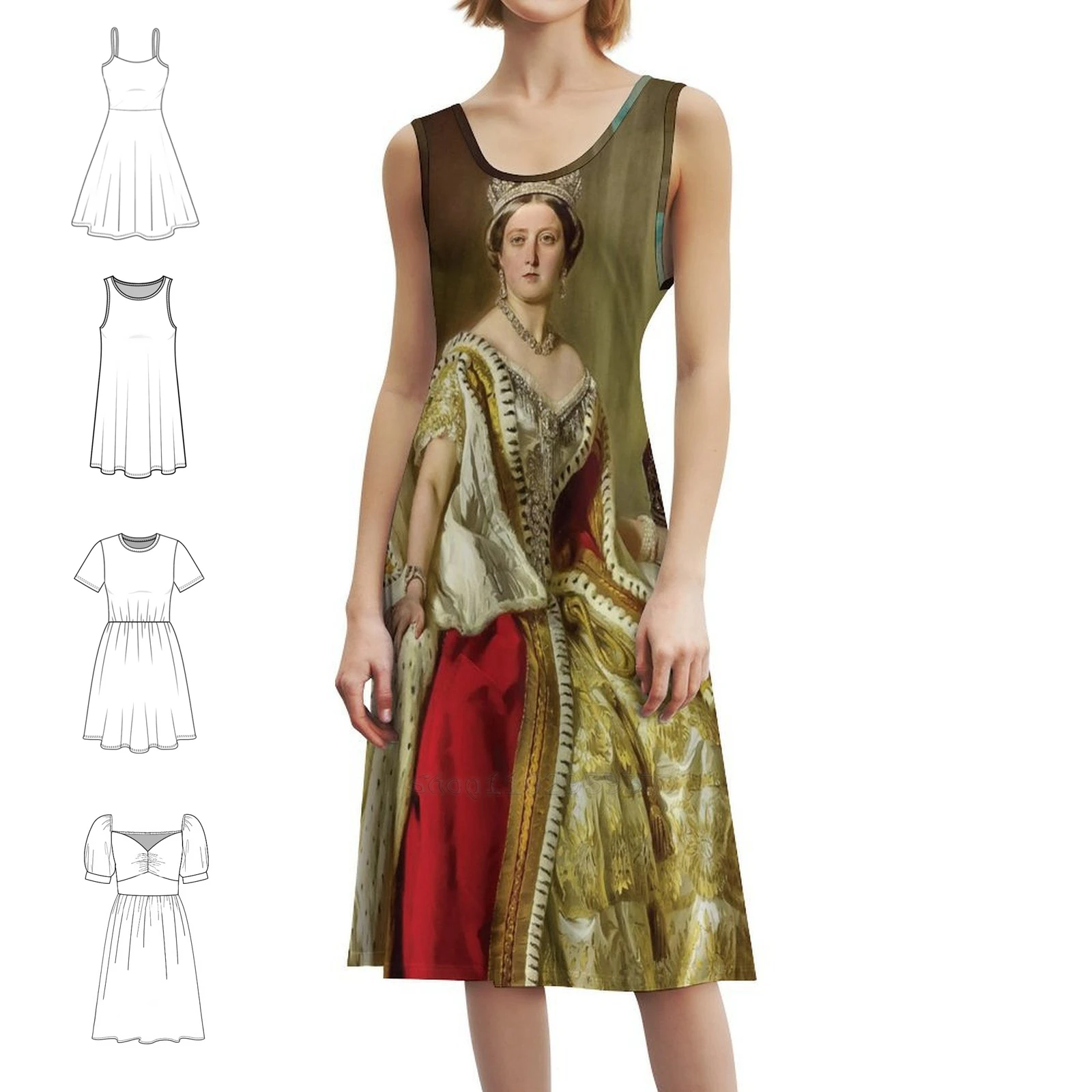 فستان كوين بوهيمي بدون أكمام للنساء مطبوع عليه فساتين حفلات الشاطئ الملكة المملكة المتحدة بريطانيا العظمى وفستان سهرة للنساء #1