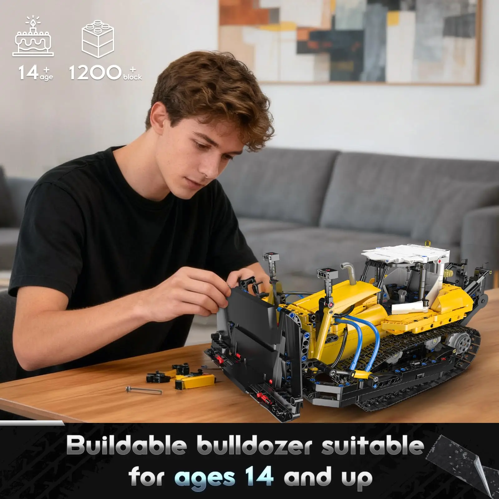 Mould King 19019 – voiture technique, jouets, Bulldozer MOC PR756, bloc de construction, camion de fiançailles, ensemble de briques, cadeau de noël pour enfants