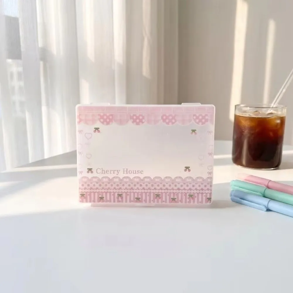 Dreamy Cherry Storage Box Pink Frosted Design Cosmetics Organizer Transparent Home Organization Card Organizer For Cards