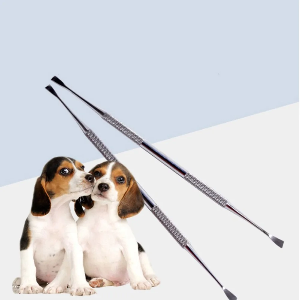 Stainless Steel Dog Teeth Cleaning Tool Double Head Non-slip Handle Tartar Scraper Scaler Anti-rust Dental Calculus Remover