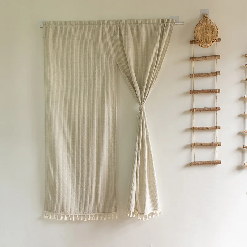 النمط الياباني القطن والكتان الستار المطبخ التقسيم غرفة المعيشة غرفة نوم الباب ستارة معلقة باب المنزل نصف الستائر #4