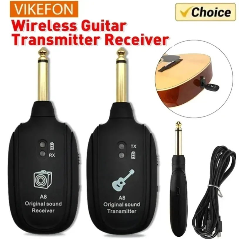 Mini UHF Wireless Guitar Transceiver 50M Clear Original Sound Transmission Portable Wireless Kit For Electric Guitar Bass Home