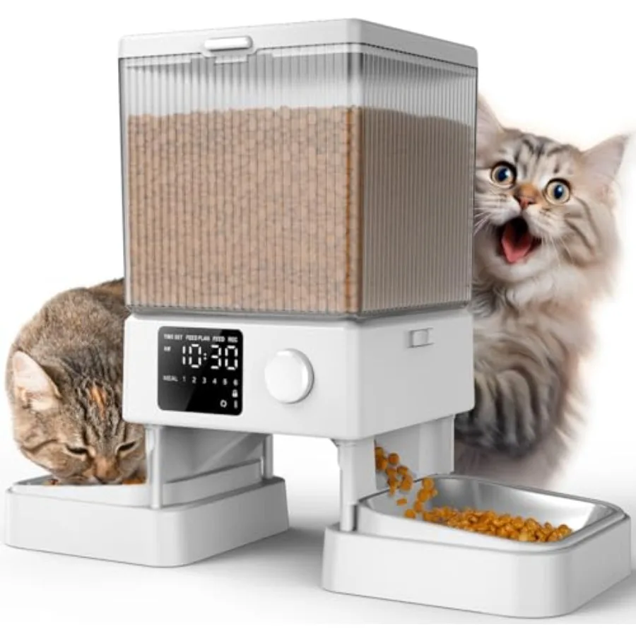 

Automatic Cat Feeder for 2 Cats 20 Cups/5L Automatic Cat Food Dispenser for Small Pets Indoor Timed Cat Feeder for Dry Food Whi