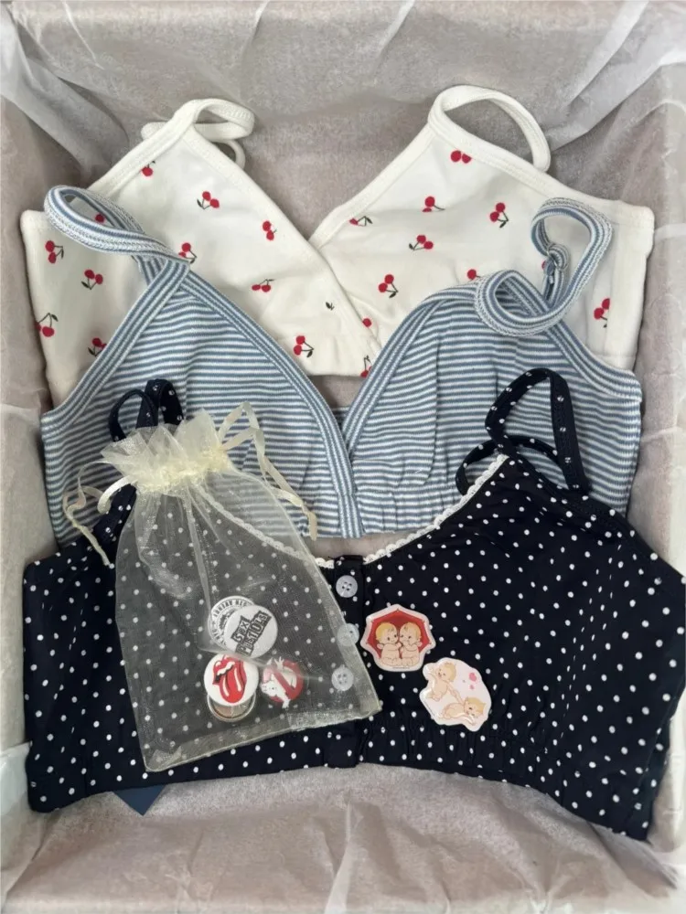Top con sujetador ajustado con estampado de bonito para mujer, camisola Sexy de algodón dulce, camisetas sin mangas para mujer, ropa bonita Y2K, ropa de calle, chaleco de pijama