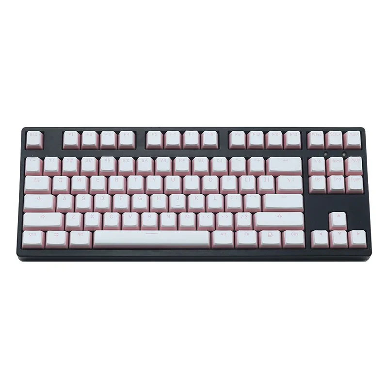 PBT Double Layer, Leather Milk, Pudding Keycap OEM Height 104 Keys, Pink White Keycap Mechanical Keyboard Keycap
