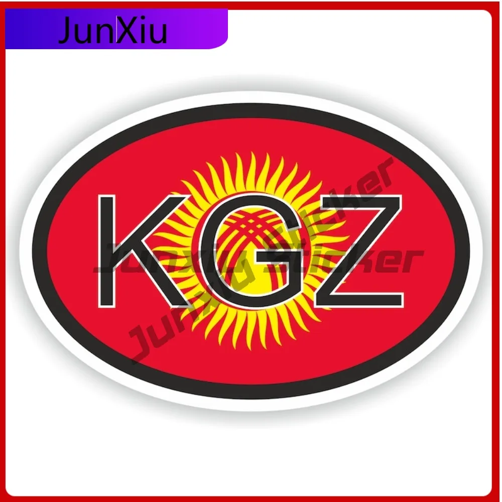 

Kyrgyzstan Country Code KGZ Oval Sticker with National Flag Badge Sticker Outdoor Custom Decals Laptop Camping Sticker for Cars