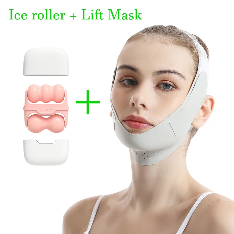 

Lift Up Lift Oval Mask Elasticity Face Slimming Strap V Face with S30 Facial Ice Roller Eye Cooling Roller kit