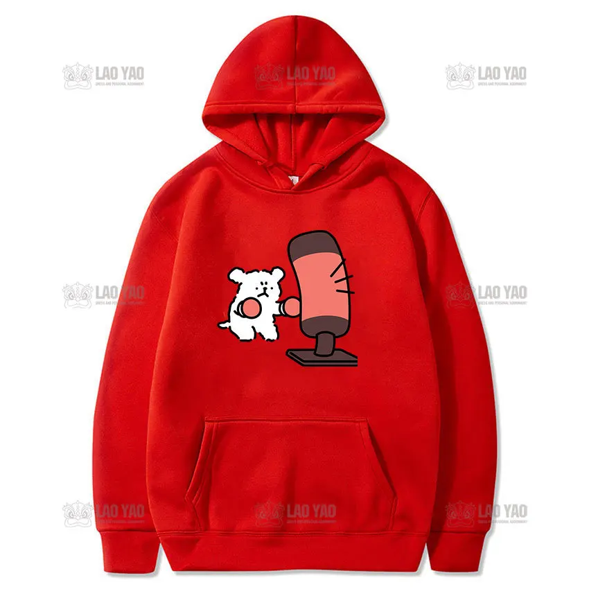 Boxing Maltese Line Puppy Cartoon Hoodie Woman Man  Lovely Autumn Winter Graphic Hoody Couple Keep Warm Hip-hop Long Sleeve