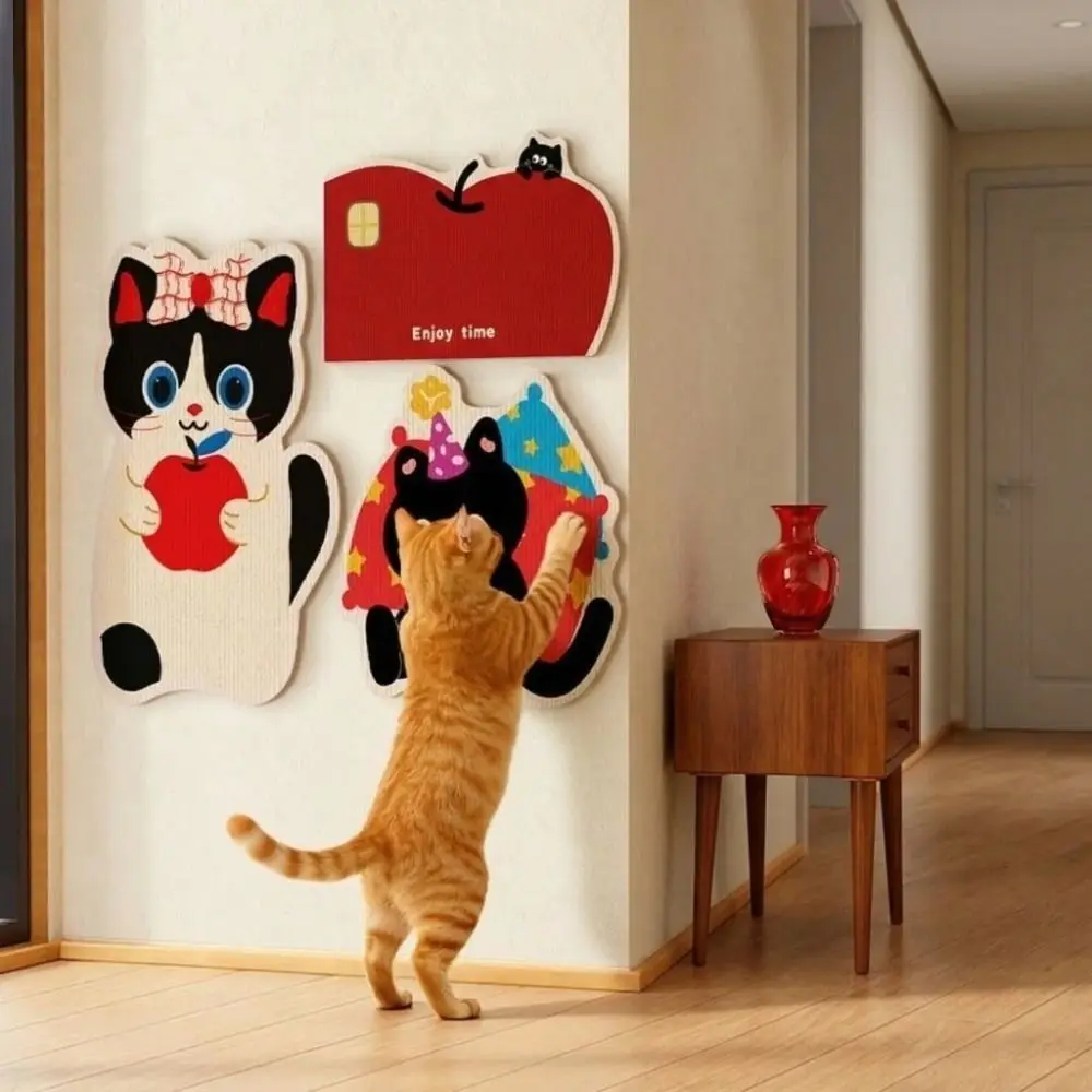 Cartoon Self-adhesive Cat Scratch Sticker Wall-mounted Felt Cat Scratcher Wear-resistant Scratch Resistant Scratching Pad
