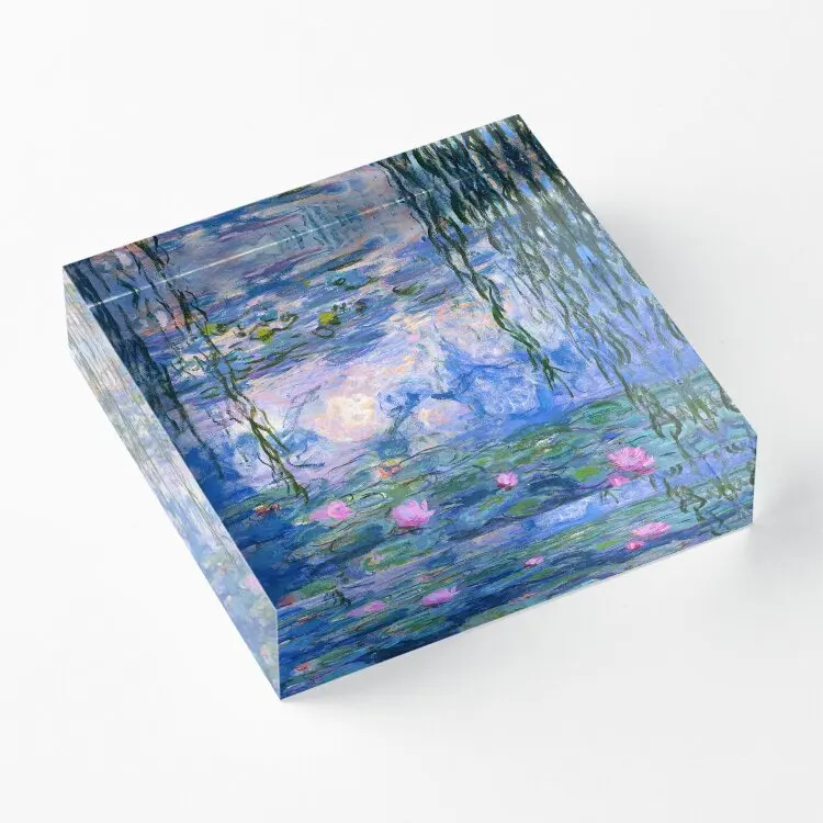 Water Lilies Monet  Acrylic Block Decoration Photos Art Bedroom Pad Family Room Process Transparent Wedding Decor Fashionable