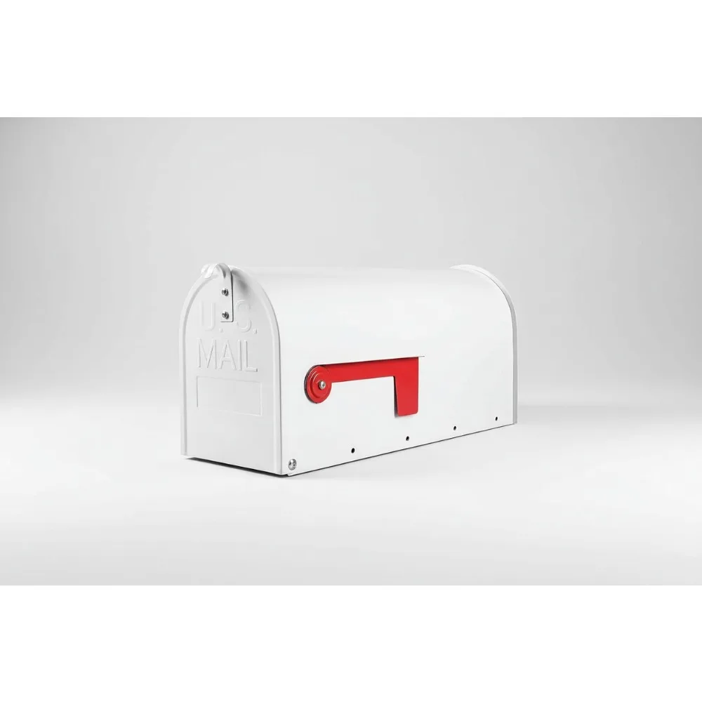 

Weatherproof White Mailbox Outdoor, Galvanized Steel Post Mount with Red Flag, 19x8.7x6.7 Inch Spacious Design for Home Security