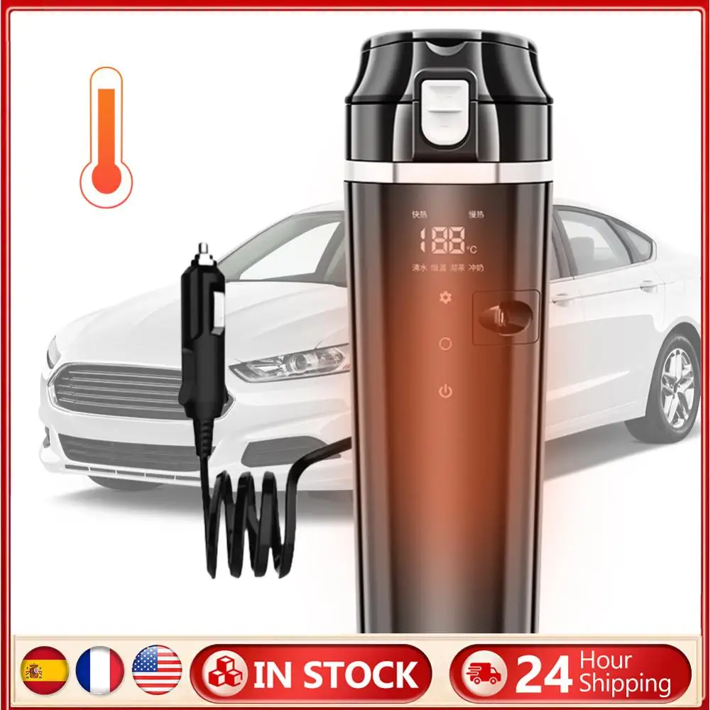 

12V/24V Car Heating Cup Digital LCD Display Car Heated Smart Mug Smart Temperature Control Coffee Milk Heated Kettle Thermos Cup