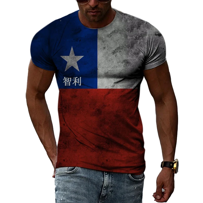 Beautiful Country Chile Men T-shirts Sumemr Fashion Casual 3D Printed Short Sleeve Handsome Harajuku Trend Round Neck Tees Tops