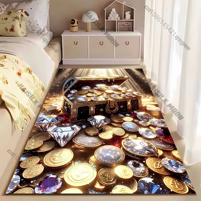 Treasure chest wealth shiny abundance carpet Yoga living room room decor children's crawling mat doormat area rug