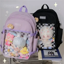 Japanese Cute Cartoon School Bags for Women Sweet High-capacity Ita Backpacks Preppy Style Canvas Transparent Pack  Bolsas