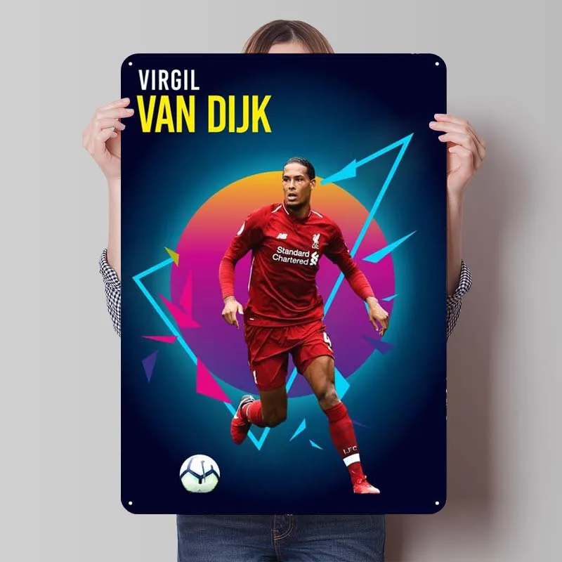 Virgil Van Dijk Tinplate Sign Sports Poster Interior Decoration Vintage Metal Sign Plaque for Wall Art Decoration Home Decor