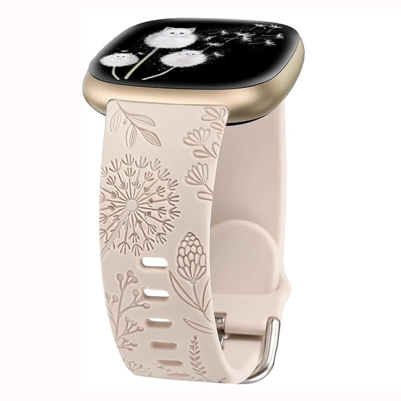 سوار سيليكون منقوش عليه زهور لساعة Fitbit Versa 4 3 حزام ساعة رياضي ناعم ولطيف للنساء والرجال لساعة Fitbit Sense 2
